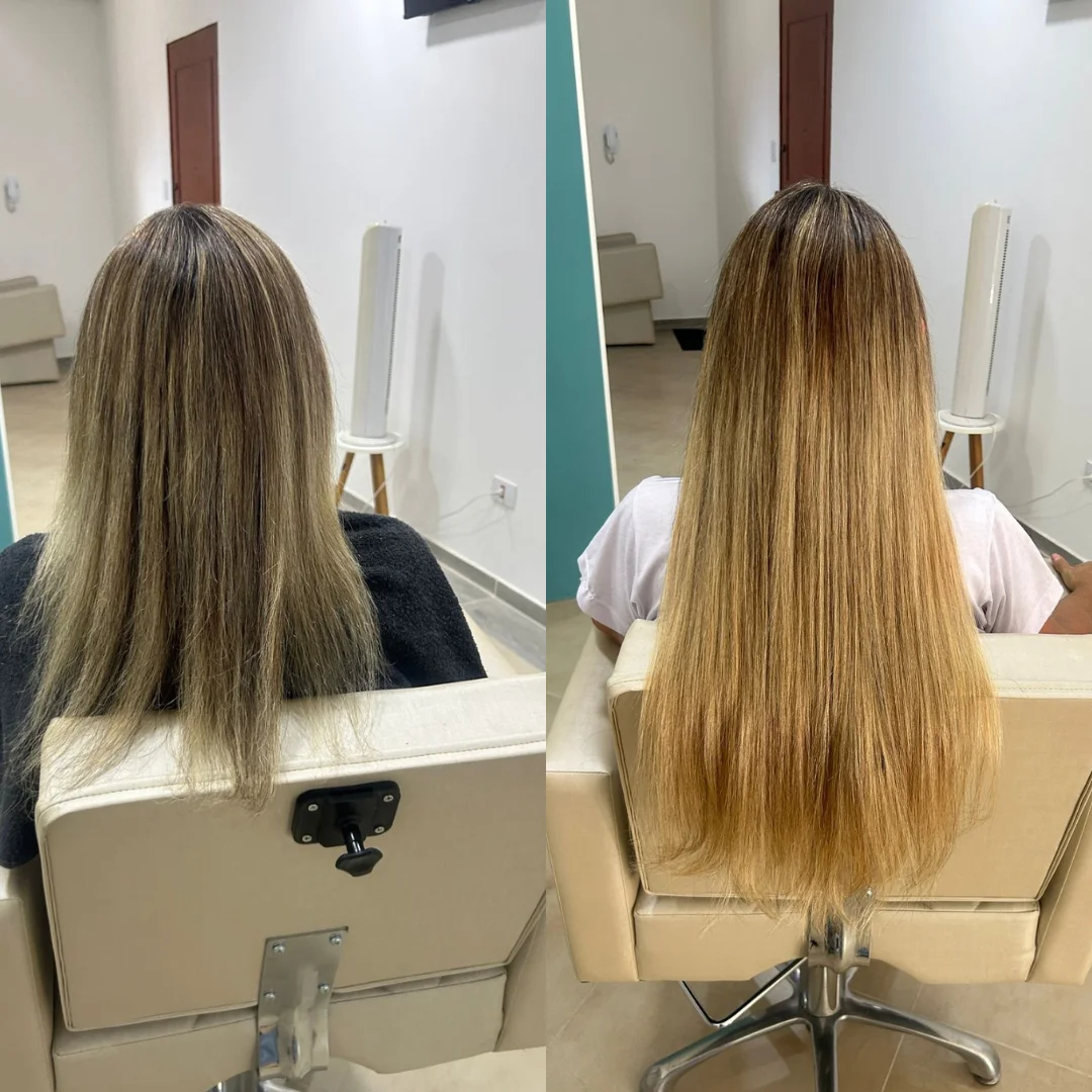 Antes e depois megahair loiro