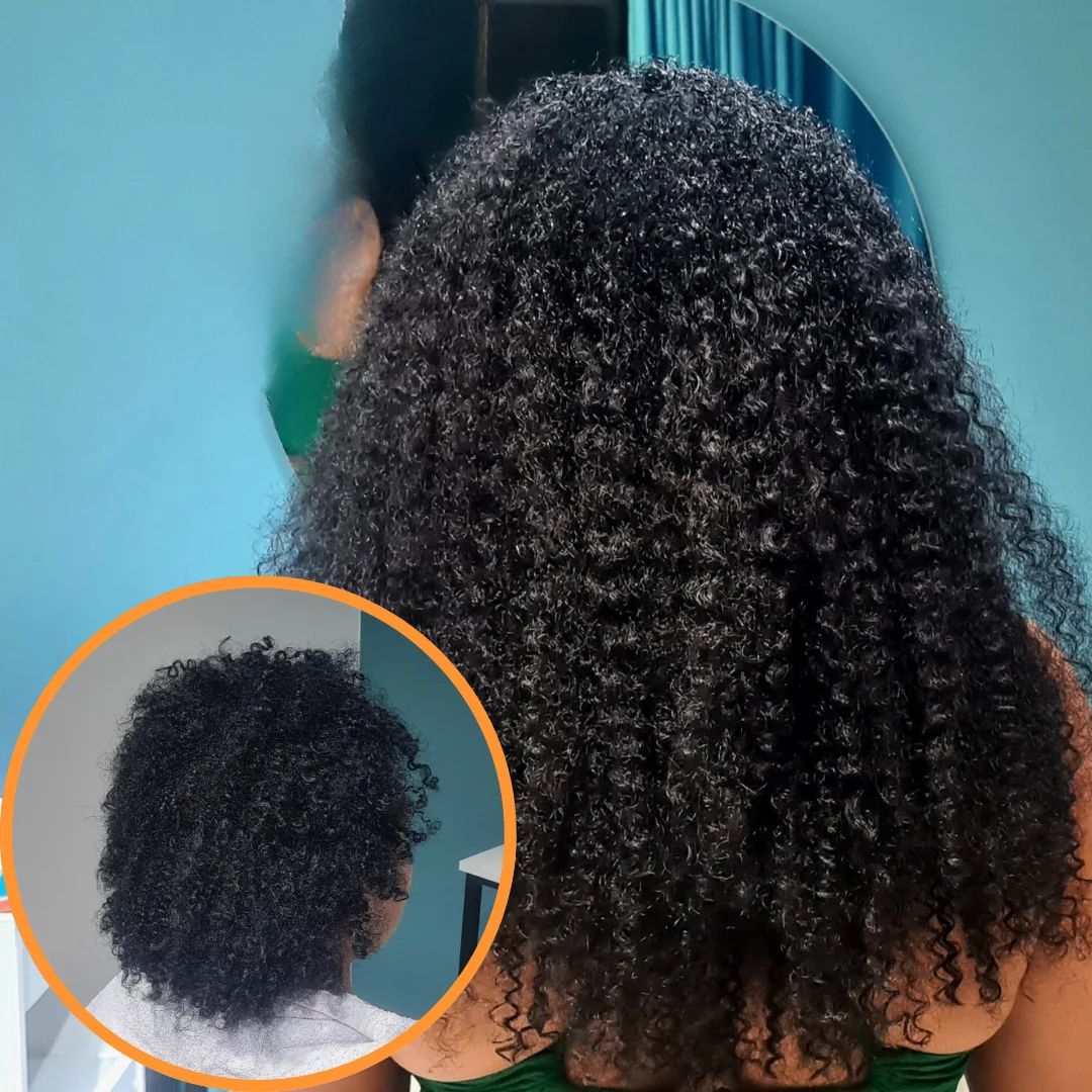 Antes e depois megahair cacheado
