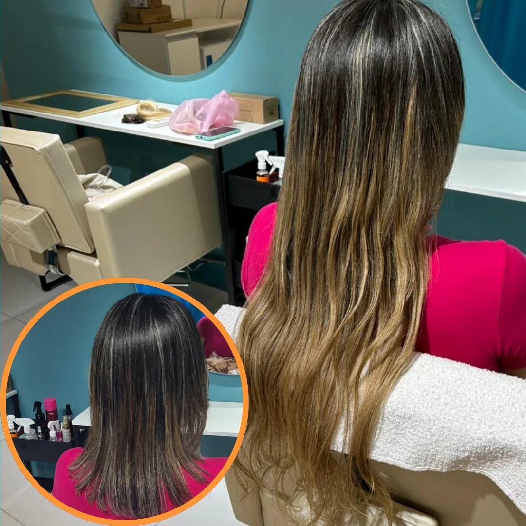 Antes e depois megahair loiro