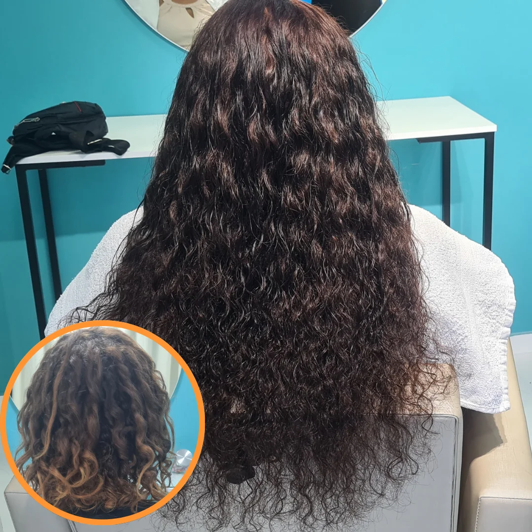 Antes e depois megahair cacheado